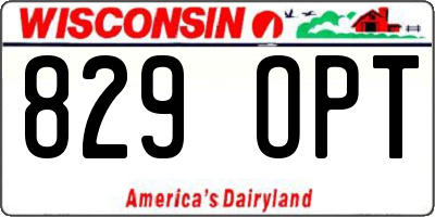 WI license plate 829OPT