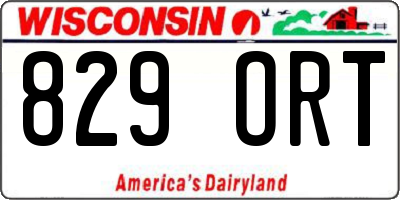 WI license plate 829ORT