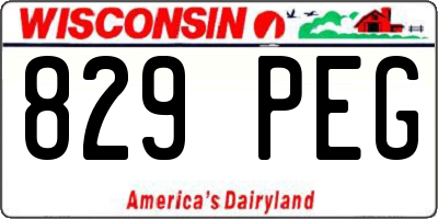 WI license plate 829PEG