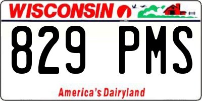 WI license plate 829PMS