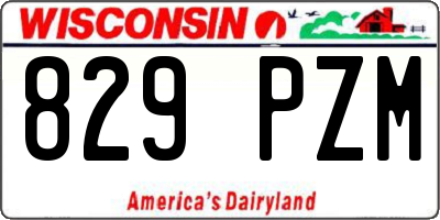 WI license plate 829PZM