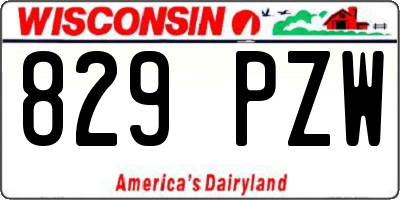 WI license plate 829PZW