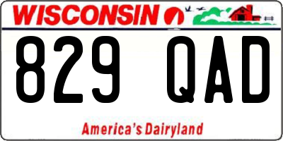 WI license plate 829QAD