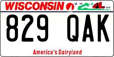 WI license plate 829QAK