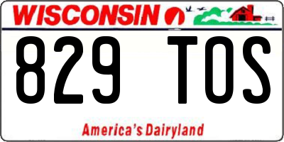 WI license plate 829TOS