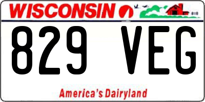 WI license plate 829VEG