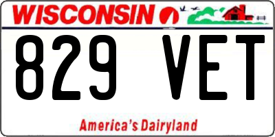 WI license plate 829VET