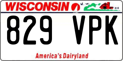 WI license plate 829VPK