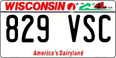 WI license plate 829VSC