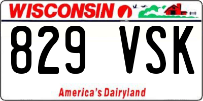 WI license plate 829VSK