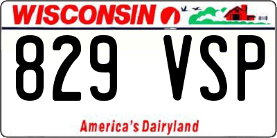 WI license plate 829VSP