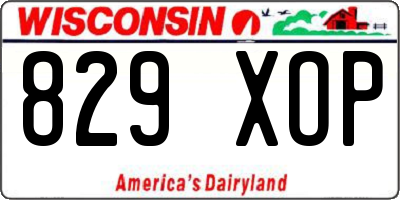 WI license plate 829XOP
