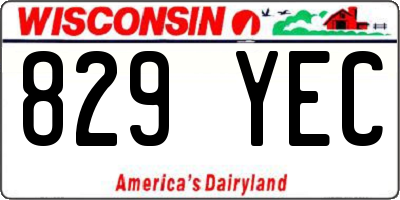 WI license plate 829YEC