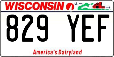 WI license plate 829YEF