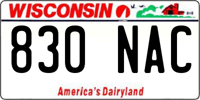 WI license plate 830NAC