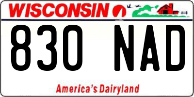 WI license plate 830NAD