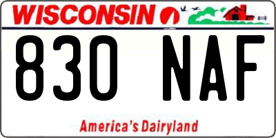 WI license plate 830NAF