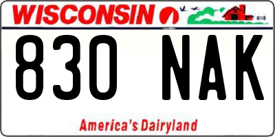 WI license plate 830NAK