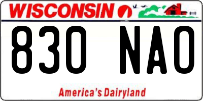 WI license plate 830NAO