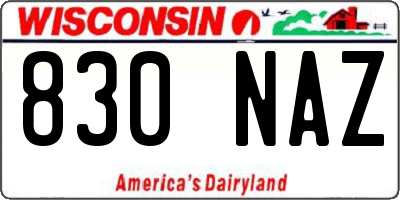 WI license plate 830NAZ