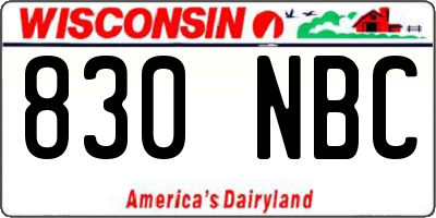 WI license plate 830NBC