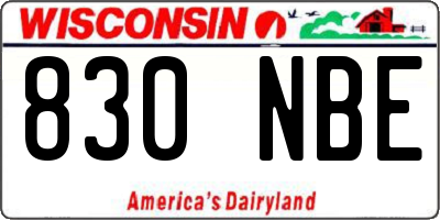 WI license plate 830NBE