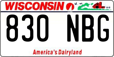 WI license plate 830NBG