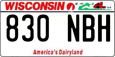 WI license plate 830NBH