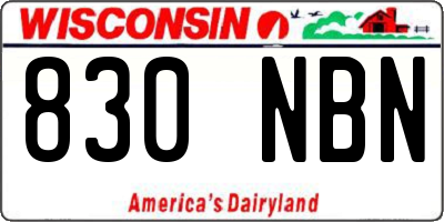 WI license plate 830NBN