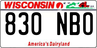 WI license plate 830NBO