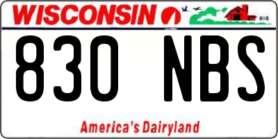 WI license plate 830NBS