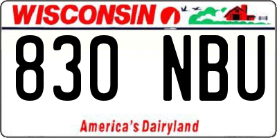 WI license plate 830NBU