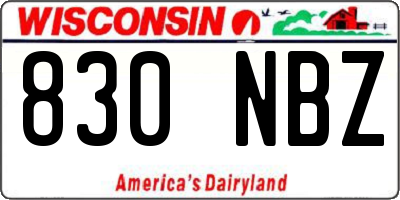 WI license plate 830NBZ