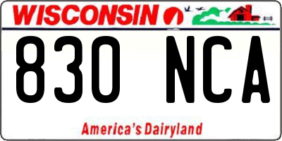 WI license plate 830NCA