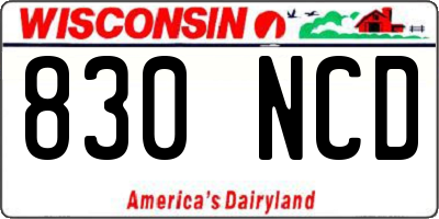 WI license plate 830NCD
