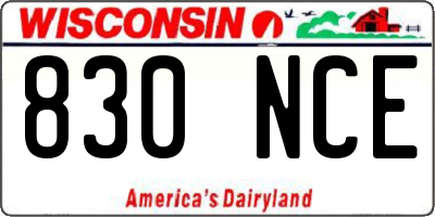 WI license plate 830NCE