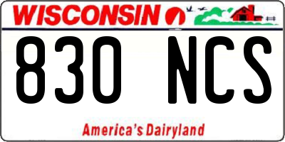 WI license plate 830NCS