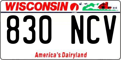 WI license plate 830NCV