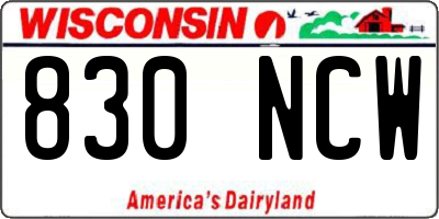 WI license plate 830NCW