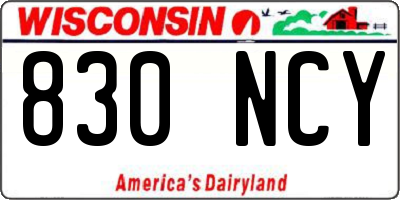 WI license plate 830NCY