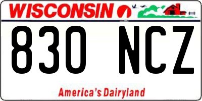 WI license plate 830NCZ
