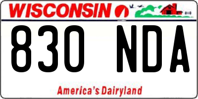 WI license plate 830NDA