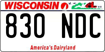WI license plate 830NDC