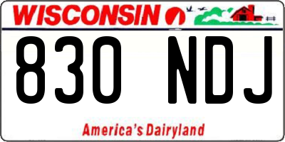 WI license plate 830NDJ