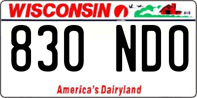 WI license plate 830NDO