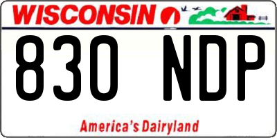 WI license plate 830NDP