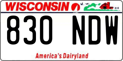 WI license plate 830NDW
