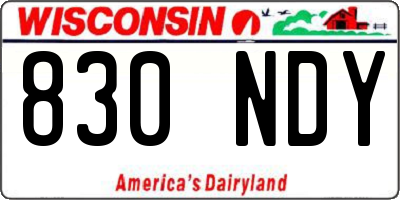 WI license plate 830NDY