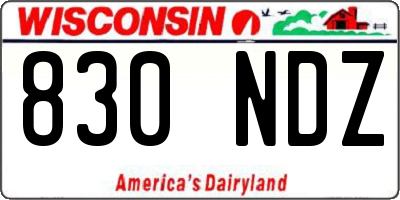 WI license plate 830NDZ