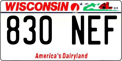 WI license plate 830NEF